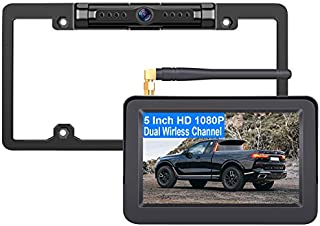 LeeKooLuu HD 1080P Wireless Backup Camera Monitor Kit Digital Signals Two Video Channels Driving Hitch Rear/Front View Observation System for Trucks,Campers,Van,Cars Night Vision DIY Guide Lines