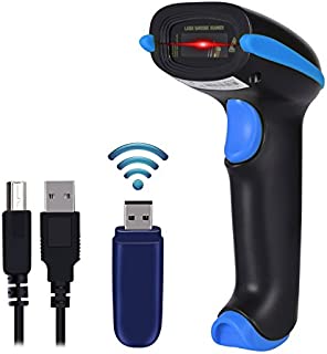 WoneNice Barcode Scanner Wireless 2-in-1 (2.4Ghz Wireless+USB 2.0 Wired) Handheld Bar Code Scanner Reader with USB Receiver for Store, Supermarket, Warehouse