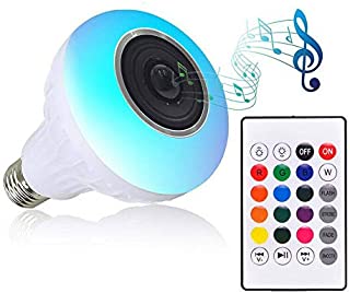 LED Wireless Bluetooth Light Bulb RGB E27 12W Music Playing lamp,Changing Color,Built-in Audio Speaker with Remote Control for Home, Bedroom, Living Room, Party Decoration