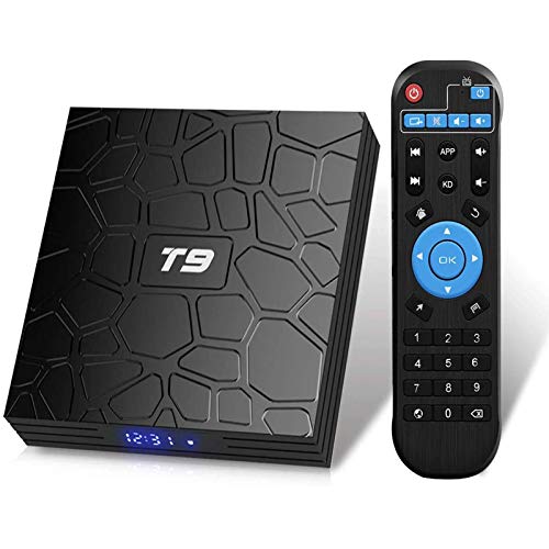 T9 Android TV Box 9.0 4GB DDR3 RAM 64GB ROM RK3318 Quad-Core Cortex-A53 64 Bits Bluetooth 4.0 Support 2.4/5.0GHz Dual WiFi 4K 3D Ultra HD H.265