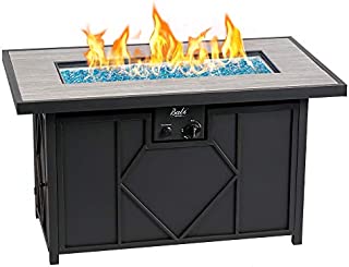 BALI OUTDOORS 42 Inch 60,000 Btu Rectangular Gas Fire Pit, Outdoor Propane Fire Pits Table Black