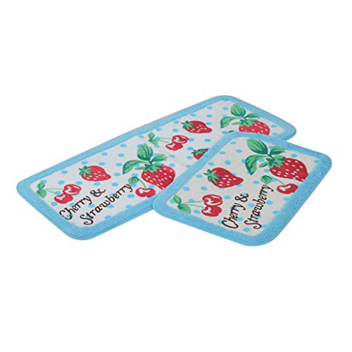 Kariwell Bath Rugs Microfiber Absorbent Bathroom Rug, Lovely Korean Strawberry Cherry Ground Mat Soft Bathroom Kitchen Slippery Mat