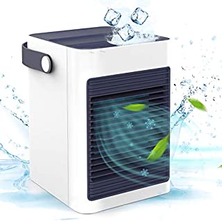 Portable Air Conditioner with Ice Tray, Personal Air Conditioner Portable Air Cooler Noiseless Evaporative Air Cooler Mini Humidifier for Bedroom, Room, Desk, Office, Home White