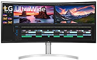 LG 38BN95C-W 38 Inch UltraWide QHD+ IPS Curved Monitor with Thunderbolt 3 Connectivity, White/Silver