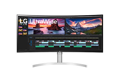 LG 38BN95C-W 38 Inch UltraWide QHD+ IPS Curved Monitor with Thunderbolt 3 Connectivity, White/Silver