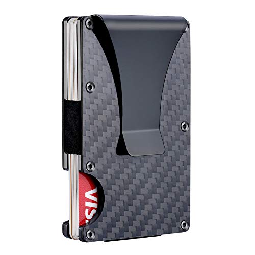 Carbon Fiber Wallet RFID Blocking Credit Card Case Anti-theft Cards Holder Black Metal Slim Money Clip for Men