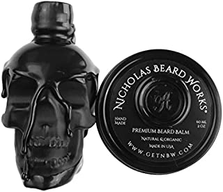 Nicholas Beard Works Limited Edition Wagner Premium Handmade Beard Oil Conditioner 2oz And Matching Balm 2oz All Natural Custom Gift Skull Bottle