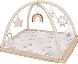 Mallify Washable Baby Gym Activity Center with Play Mat, Visual, Hearing, Touch, Cognitive Early Development Playmats, 6 Toys for Infant & Toddler, Larger, Thicker,Non Slip