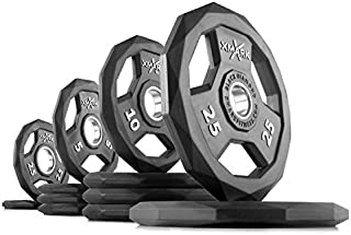 XMark Black Diamond 115 lb Set Olympic Weight Plates, One-Year Warranty, Patented Design