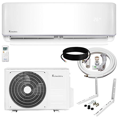 Klimaire 12,000 BTU KSIV 19 SEER Ductless Mini-Split Inverter Air Conditioner Heat Pump System with 15-ft Installation Kit and Wall Bracket 115V