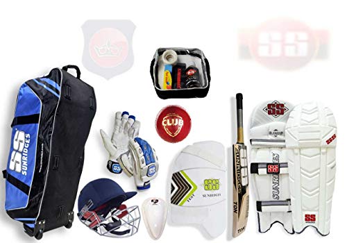 SS Complete Senior Players Batsman Cricket Kit Package English Willow Bat (Bat Care Kit Free) +Fast Delivery