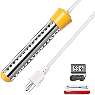 GESAIL 1500W Electric Immersion Heater, Submersible Water Heater With Stainless Steel Guard, Bucket Water Heater Used For Camping Water Heater And Pool Warmer With UL Listed,Rv Water Heater(Yellow)