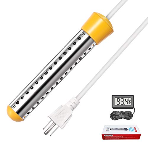 GESAIL 1500W Electric Immersion Heater, Submersible Water Heater With Stainless Steel Guard, Bucket Water Heater Used For Camping Water Heater And Pool Warmer With UL Listed,Rv Water Heater(Yellow)