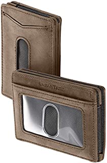 Compact RFID Sleeve Wallet Premium Leather Minimalist Money Clip Card Holder