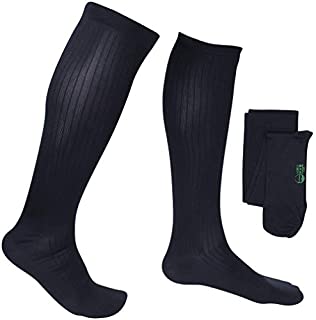 EvoNation Men's Travel USA Made Graduated Compression Socks 8-15 mmHg Mild Pressure Medical Quality Knee High Orthopedic Support Stockings Hose - Best Comfort, Fit, Circulation (XL, Navy Blue)