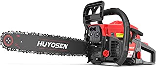 HUYOSEN 54.6CC 2-Stroke Gas Powered Chainsaw, 20-Inch Chainsaw, Cordless Handheld Gasoline Power Chain Saws for Cutting Trees, Wood, Garden and Farm(5520E Black Red).