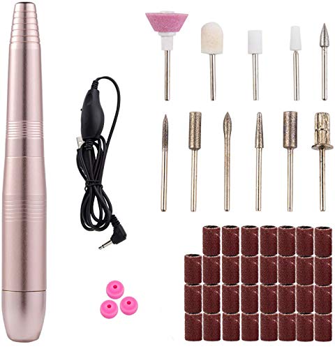 House Envy Electric Nail Drill Set, 11 pc Professional Efile 20000 RPM Portable Nail Drill Machine, Electric Nail File with 31 pcs Nail Sand Bands for Acrylics Gel Nails