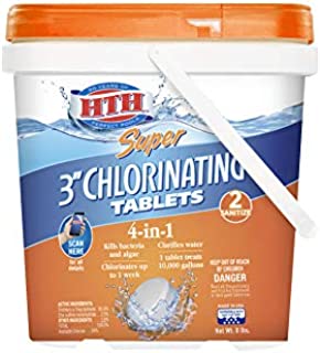 HTH 42037 Super 3-inch Chlorinating Tablets for Swimming Pools, 8 lbs