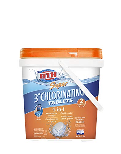 HTH 42037 Super 3-inch Chlorinating Tablets for Swimming Pools, 8 lbs