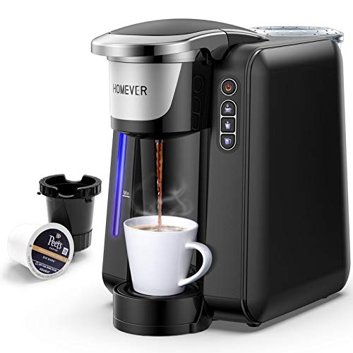 Coffee Maker Single Serve, Homever Coffee Machine 6-10 oz, Coffee Brewer 6 Cups, Compatible with 99% of K Cup Pods, 30S Quick Brewing with Auto Shut-Off, Black