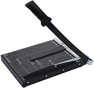 ISDIR Paper Cutter Guillotine, 12 Inch Paper Cutting Board, 12 Sheets Capacity, Heavy Duty Metal Base, Dual Paper Guide Bars, Professional Paper Cutter and Trimmer for Home, Office (Black)