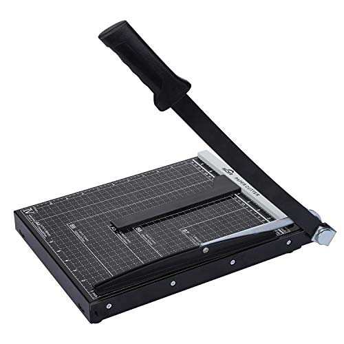 ISDIR Paper Cutter Guillotine, 12 Inch Paper Cutting Board, 12 Sheets Capacity, Heavy Duty Metal Base, Dual Paper Guide Bars, Professional Paper Cutter and Trimmer for Home, Office (Black)