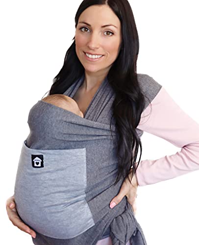 Baby Wrap Carrier with Front Pocket - Premium Cotton Baby Sling - One Size Fits All - Baby Carriers for Newborn, Infant - Soft Baby Wearing Carriers to Keeps Your Child Close for Bonding