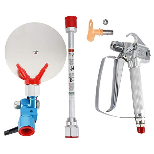 Airless Paint Spray Gun 3600 PSI High Pressure with 517 TIP Swivel Joint, Spray Guide Accessory Tool and 10 Inches Extension Pole for Airless Paint Sprayer