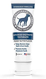 Vets Preferred Advanced Enzymatic Toothpaste for Dogs - Veterinarian-Grade, Safe and Natural Dog Toothpaste - Freshens Dog Breath, Fights Plaque and Reduces Tartar, Peanut Butter Flavor - 3 oz