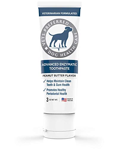 Vets Preferred Advanced Enzymatic Toothpaste for Dogs - Veterinarian-Grade, Safe and Natural Dog Toothpaste - Freshens Dog Breath, Fights Plaque and Reduces Tartar, Peanut Butter Flavor - 3 oz