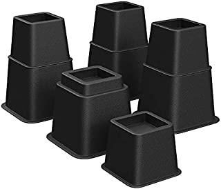 SONGMICS Bed Risers, 8-Pack Furniture Risers, Heavy Duty Bed Lifts in Heights of 3, 5 or 8 Inches, Lifts up to 1300 lb, Stackable Risers for Sofa, Table Legs Extenders, Black UCDG001B01