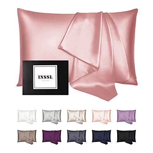 INSSL Silk Pillowcase for Women, Mulberry Silk Pillowcase for Hair and Skin and Stay Comfortable and Breathable During Sleep. (Coral, 20