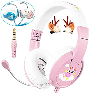 SVYHUOK Kids Headphones with Microphone Wired Gaming Headset for PS4 Xbox ONE PC, Safe Volume Limited 85db Over Ear Headband, Foldable Earphones Gift for Children Toddlers Boys Girls