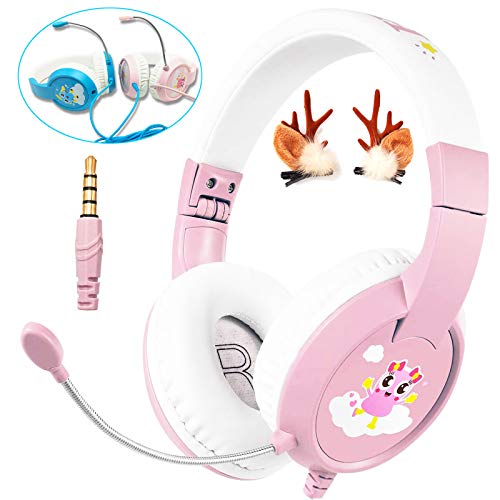 SVYHUOK Kids Headphones with Microphone Wired Gaming Headset for PS4 Xbox ONE PC, Safe Volume Limited 85db Over Ear Headband, Foldable Earphones Gift for Children Toddlers Boys Girls