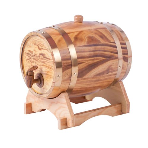 5L Oak Aging Barrels Whiskey Barrel Dispenser Wine Bucket No Leak for Storage Wine & Spirits & Whisky (with baked oak chips)