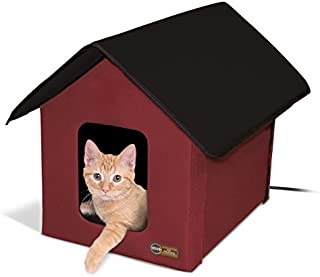 K&H Manufacturing Outdoor Kitty House, 18 x 22 x 17-Inches, Heated - Barn Red/Black