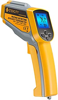 Etekcity Infrared Thermometer 1025D (Not for Human) Dual Laser Temperature Gun-58~1022 (-50~550) with Adjustable Emissivity, Non-Contact Voltage Tester (NCV), Standard Size, Yellow & Gray