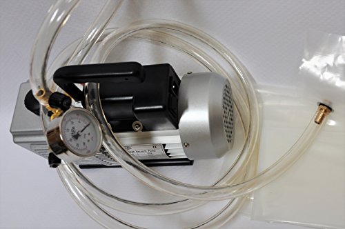 Vacuum Bagging Starter KIT Deep Vacuum Pump Resin Epoxy Infusion Infiltration Hardware:6CFM w/Poly Fabric Material 5X8ft Gauge 3 Brass Connectors/Nipple Adapters and 5ft 1/2 ID Clear Vinyl Hose New