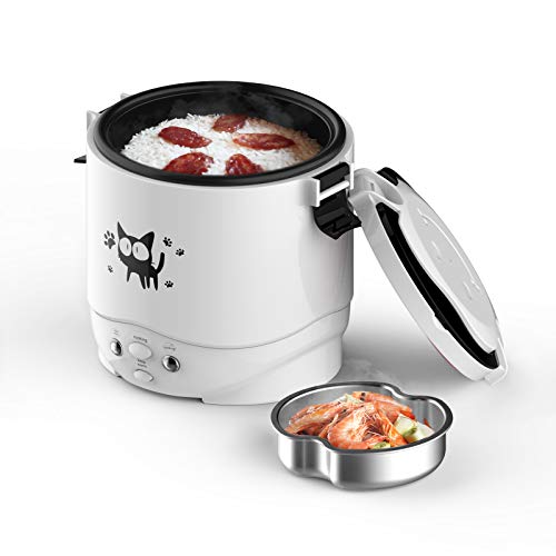 Rice Cooker Small, Electric Lunch Box Non-stick Pot, Keep Warm Function, Suitable For 1-2 People - For Cooking Soup, Rice, Stews, Grains & Oatmeal (White)