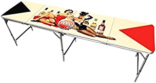 8' Folding Beer Pong Table with Bottle Opener, Ball Rack and 6 Pong Balls - Pin Up Girls Design - By Red Cup Pong