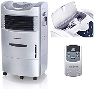 Honeywell 470-760CFM, Fan & Humidifier with Ice Compartment & Remote, CL201AE, Silver Indoor Portable Evaporative Cooler, 470 CFM