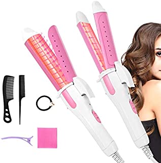 2-in-1 Hair Straightener and Curling Iron, Professional Salon Hair Dressing Portable Hair Straightener and Curler Ceramic Tourmaline Coating, Curling Flat Iron with Travel Cap