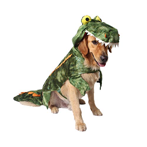 Mogoko Funny Dog Crocodile Costumes, Pet Halloween Alligator Cosplay Dress, Adorable Cat Apparel Animal Warm Outfits Clothes(XL Size)