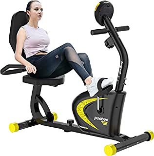 pooboo Magnetic Recumbent Exercise Bike with 8 Levels Resistance Indoor Cycling Stationary Bike for Adults Seniors with Monitor and Adjustable Seat (Black)