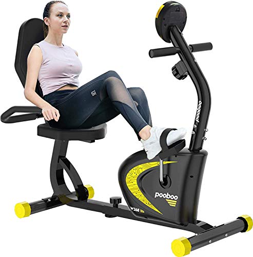 pooboo Magnetic Recumbent Exercise Bike with 8 Levels Resistance Indoor Cycling Stationary Bike for Adults Seniors with Monitor and Adjustable Seat (Black)