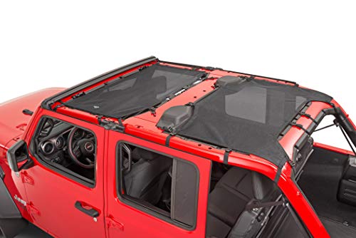 MasterTop Freedom Mesh Bimini Top Plus in Black| Fits and is Compatible with 2019-Current JLU Jeep 4 Door Wrangler Models| Fits Under Hardtop|14201601