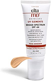 EltaMD UV Elements Tinted Face Moisturizer with Broad-Spectrum SPF 44, Mineral Face Sunscreen, Water-Resistant, Oil-Free, 2.0 oz