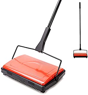 Yocada Carpet Sweeper Cleaner for Home Office Low Carpets Rugs Undercoat Carpets Pet Hair Dust Scraps Paper Small Rubbish Cleaning with a Brush Red