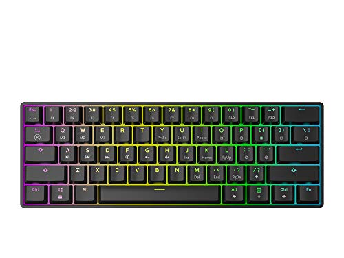 GK61 Mechanical Gaming Keyboard - 61 Keys Multi Color RGB Illuminated LED Backlit Wired Programmable for PC/Mac Gamer (Gateron Optical Red, Black)