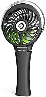 OPOLAR Small Handheld Portable Misting Fan, 2500mAh Battery Operated Rechargeable Personal Water Spray Mist Cooling Fan Humidifier, 3 Speeds, Neon Light, Quiet and Powerful Airflow 180° Foldable Fan